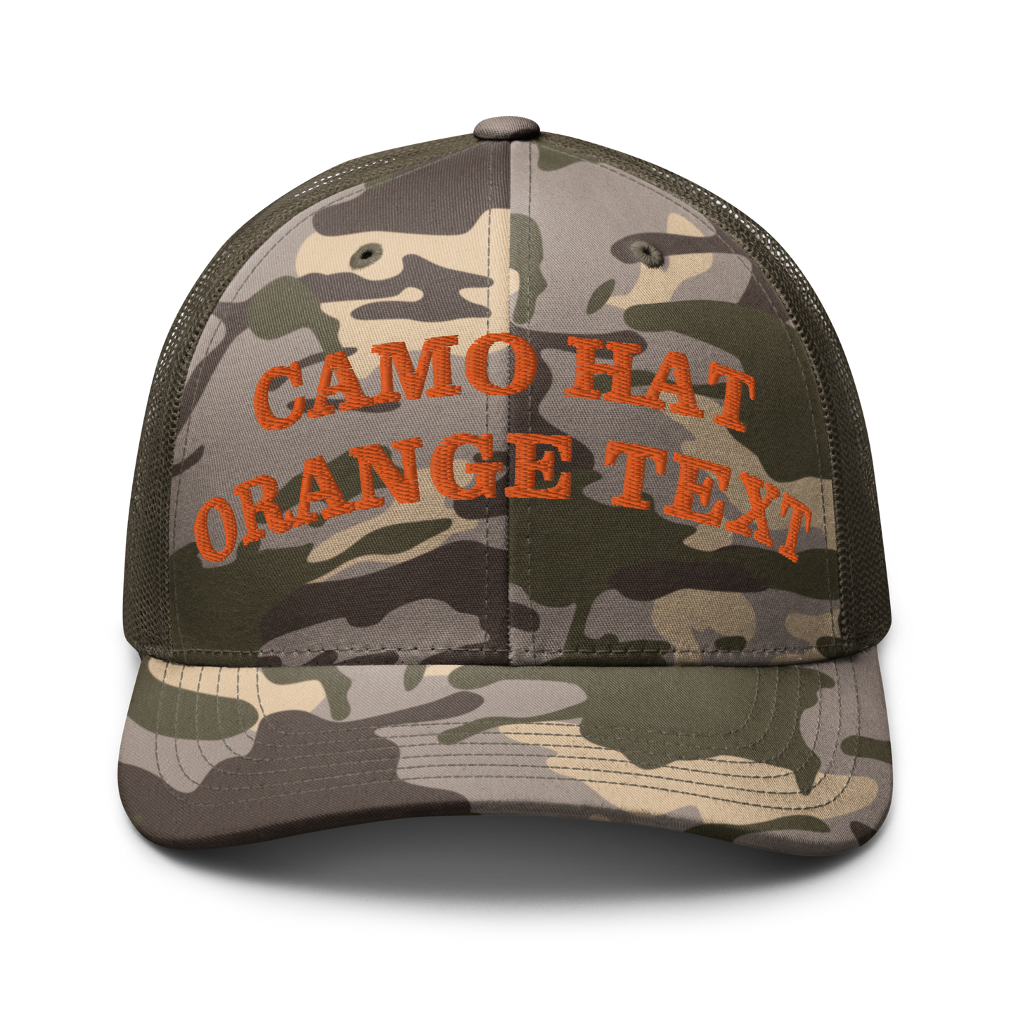 Camo Hat Orange Text