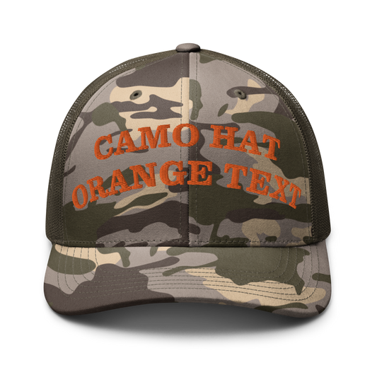 Camo Hat Orange Text