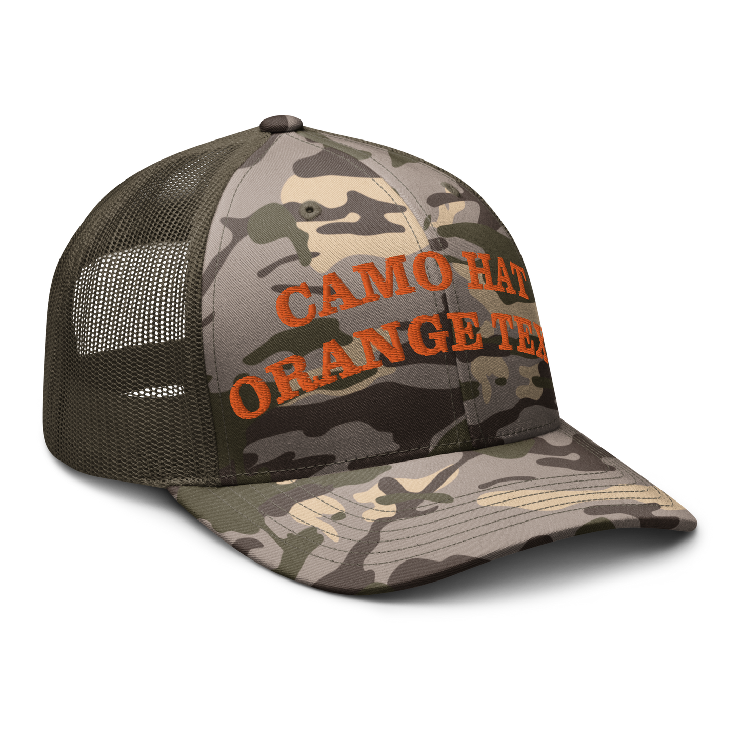 Camo Hat Orange Text